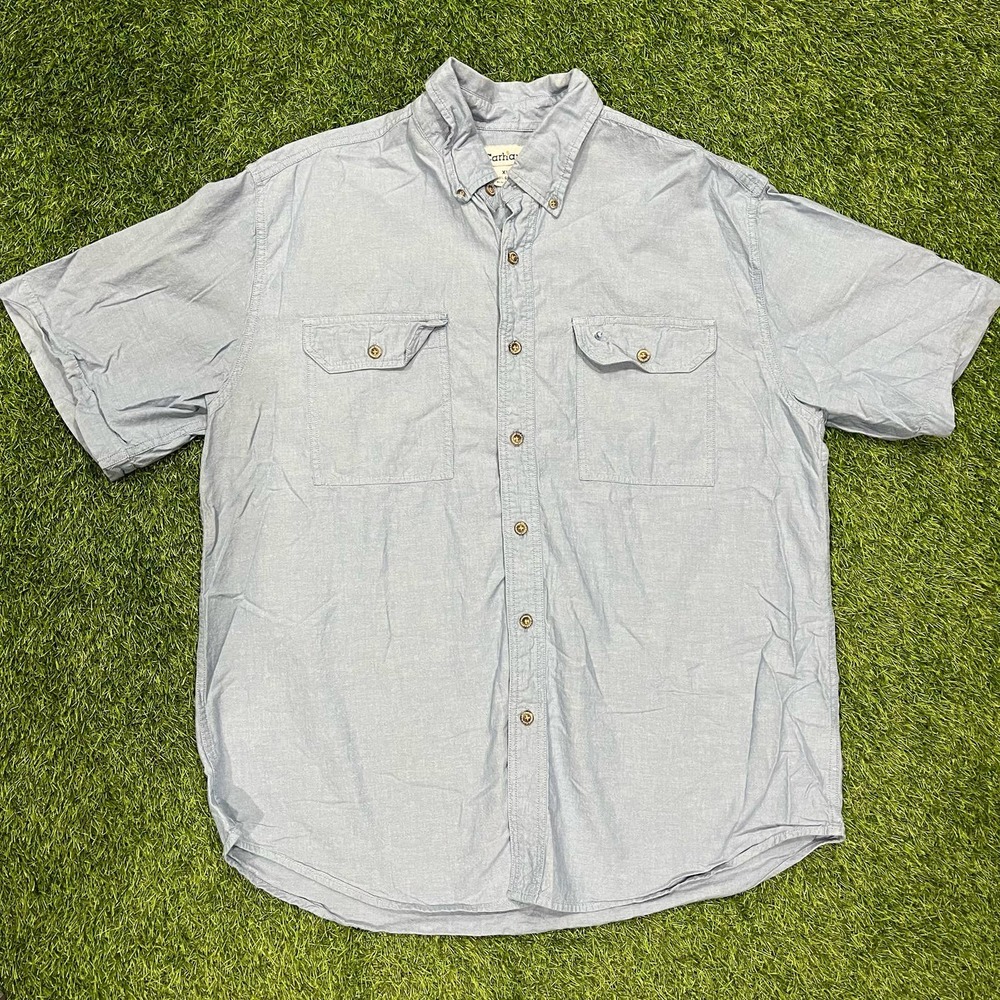 Mens Carhartt Light Blue Button Up Polo